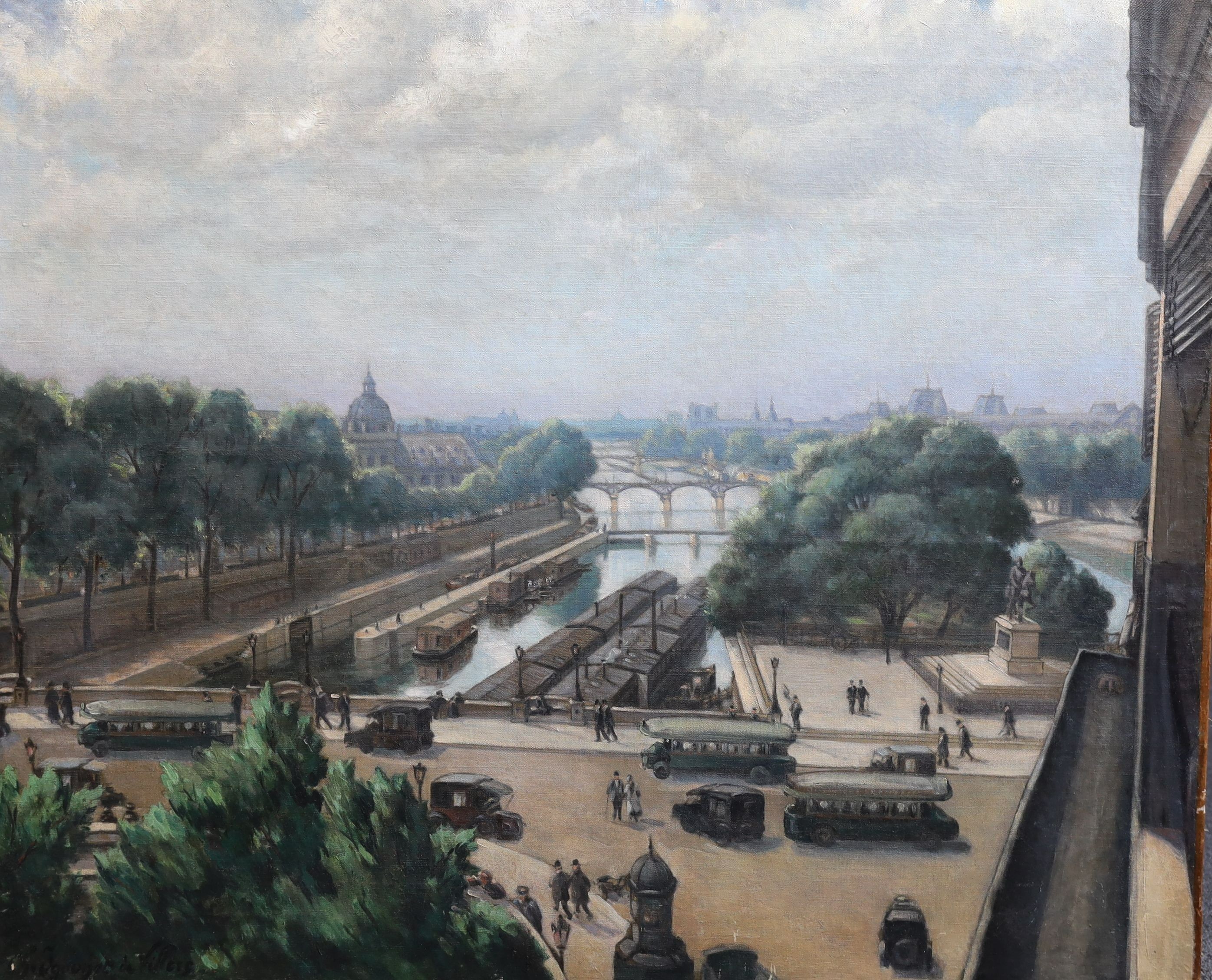 Charles André Igounet de Villers (French, 1881-1944), View of Paris looking along The Seine, oil on canvas, 80 x 95cm, unframed